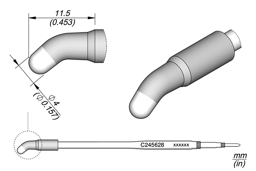 C245628 - Conical Bent Cartridge Ø 4 HT